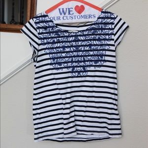 Anthro - striped embroidered tee - size S